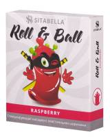 Стимулирующий презерватив-насадка Roll & Ball Raspberry