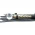 Черная плеть с широкими хлыстами и металлической ручкой с кристаллом - 60 см.